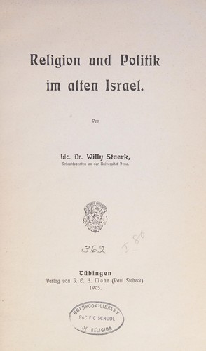 Cover for Religion und Politik im alten Israel
