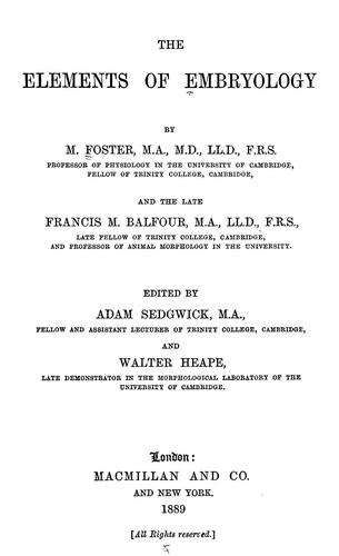 Cover for The elements of embryology