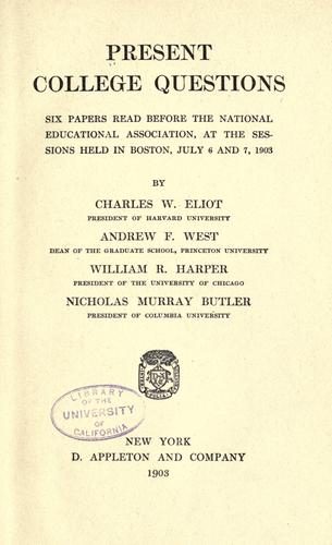 Cover for Present college questions