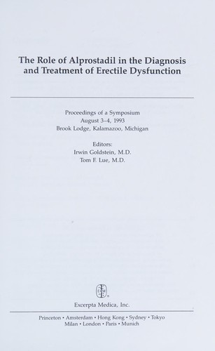 Cover for The role of alprostadil in the diagnosis amd treatment of erectile dysfunction