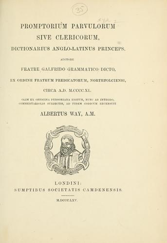 Cover for Promptorium parvulorum sive clericorum, dictionarius anglo-latinus princeps.