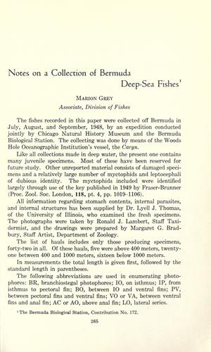 Cover for Notes on a collection of Bermuda deep-sea fishes.