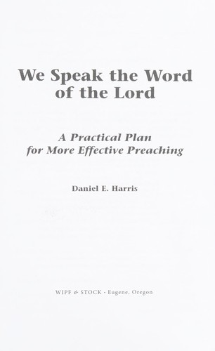Cover for We Speak the Word of the Lord