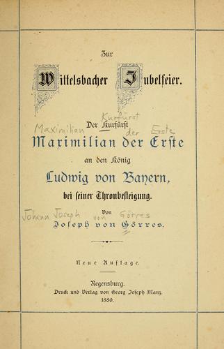 Cover for Zur Wittelsbacher Jubelfeier