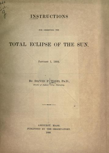 Cover for Instructions for observing the total eclipse of the sun, January 1, 1889.