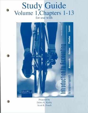 Cover for Study Guide Volume 1 Chapters 1-13 for use with Introduction to Accounting