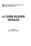 Cover for Ali Ekrem Bolayır'ın hâtıraları