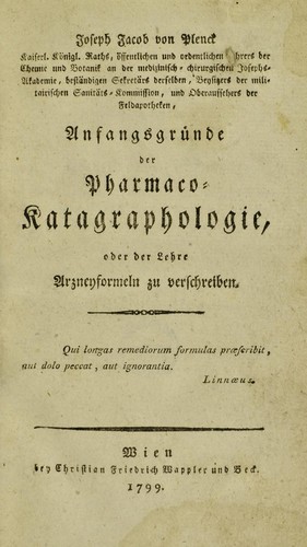 Cover for Anfangsgründe der Pharmaco-Katagraphologie