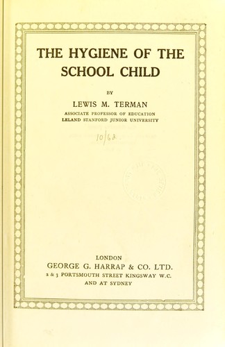 Cover for The hygiene of the school child