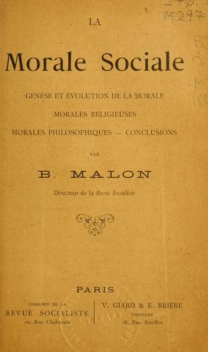 Cover for La morale sociale