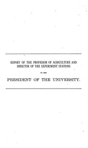 Cover for Report of the Agricultural Experiment Station of the University of California. 1891