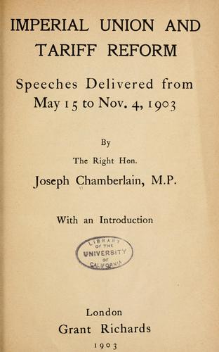 Cover for Imperial union and tariff reform