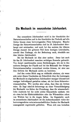 Cover for Die Mechanik im neunzehnten Jahrhundert