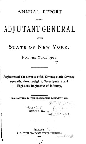 Cover for Annual report of the Adjutant-General of the State of New York for the year ...
