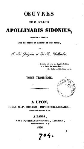 Cover for OEuvres, tr., avec le texte en regard et des notes par J.F. Grégoire et F.-Z. Collombet