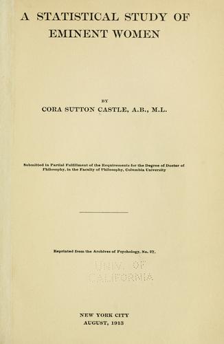 Cover for A statistical study of eminent women