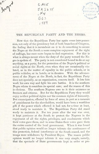 Cover for The Republican party and the Negro