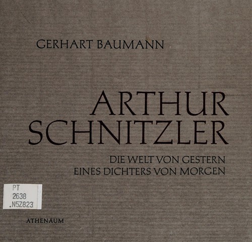 Cover for Arthur Schnitzler