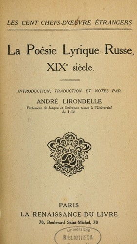 Cover for La poésie lyrique russe