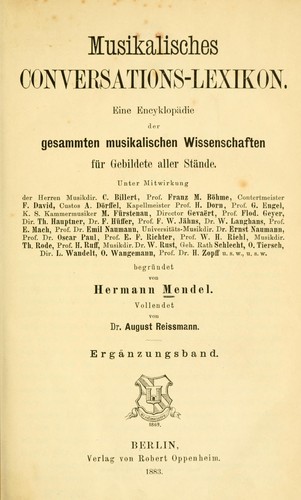 Cover for Musikalisches Conversations-Lexikon : Ergänzungsband