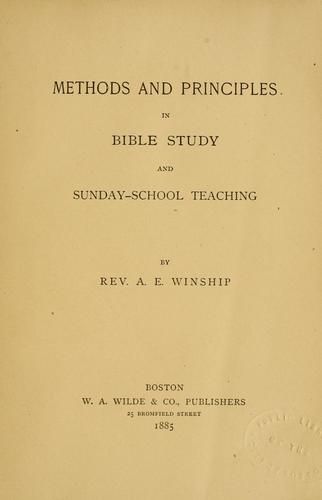Cover for Methods and principles in Bible study and Sunday school teaching