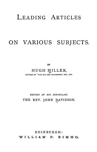 Cover for Leading articles on various subjects.