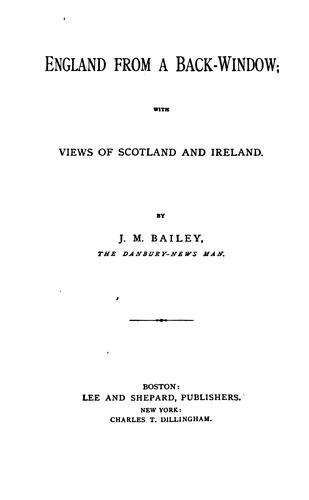 Cover for England from a Back-window: With Views of Scotland and Ireland