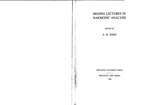 Cover for Beijing lectures in harmonic analysis