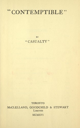 Cover for "Contemptible"