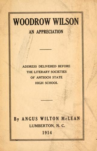 Cover for Woodrow Wilson, an appreciation