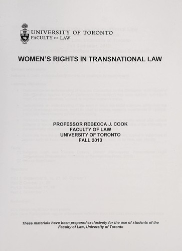 Cover for Women's rights in transnational law