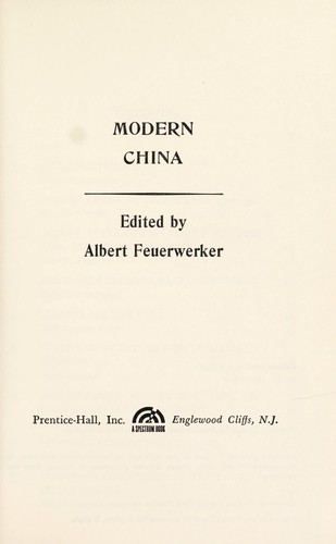 Cover for Modern China.