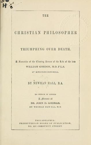 Cover for Christian philosopher triumphing over death