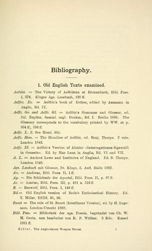 Cover for The Anglo-Saxon weapon names treated archaeologically and etymologically