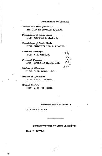 Cover for Mineral Exhibit of the Province of Ontario: Descriptive Catalogue