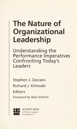Cover for The nature of organizational leadership