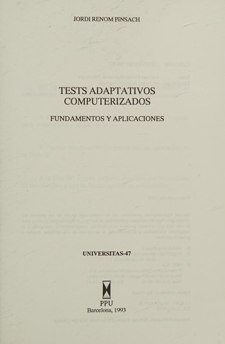 Cover for Tests adaptativos computerizados