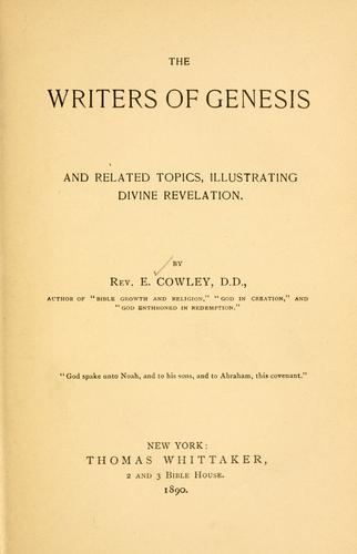 Cover for The writers of Genesis and related topics