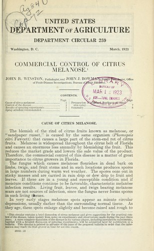 Cover for Commercial control of citrus melanose