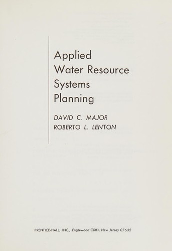 Cover for Applied water resource systems planning