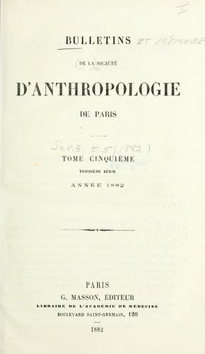Cover for Bulletins et mémoires - Société d'anthropologie de Paris.
