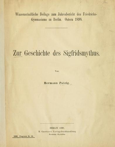 Cover for Zur Geschichte des Sigfridsmythus