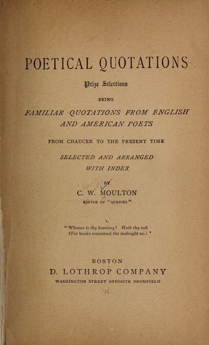 Cover for Poetical quotations