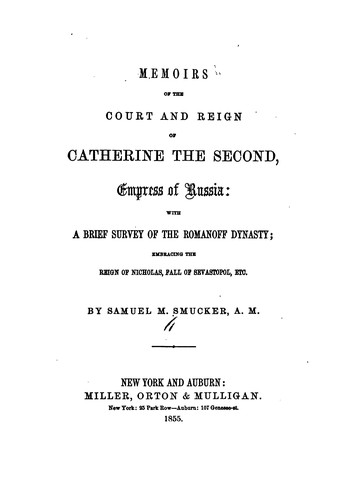 Cover for Memoirs of the Court and Reign of Catherine the Second, Empress of Russia: With a Brief Survey ...