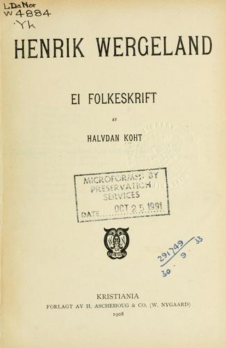 Cover for Henrik Wergeland