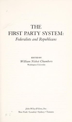 Cover for The first party system: Federalists and Republicans.