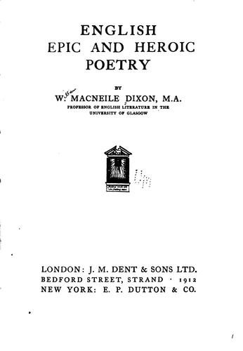 Cover for English epic and heroic poetry
