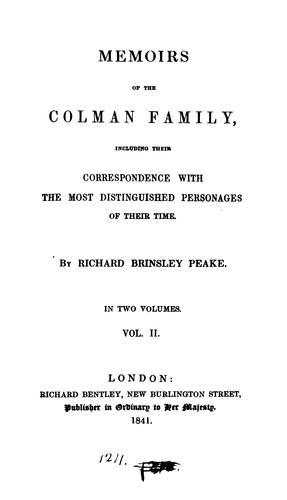 Cover for Memoirs of the Colman family, including their correspondence
