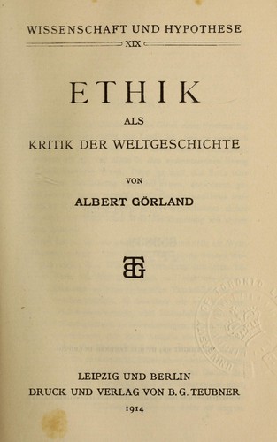 Cover for Ethik als kritik der weltgeschichte