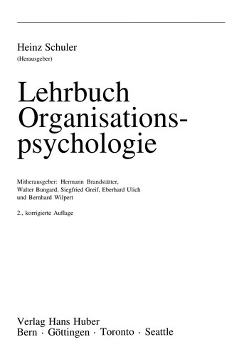 Cover for Lehrbuch Organisationspsychologie.